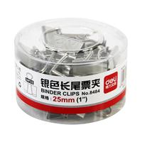 得力 25mm銀色長尾票夾 24只/筒